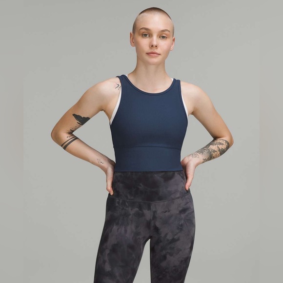 lululemon athletica Tops - Lululemon Power Pivot Ribbed Tank Top Mineral Blue